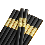 10Pairs Premium Fiberglass Reusable Chopsticks - Dishwasher Safe - Golden-3