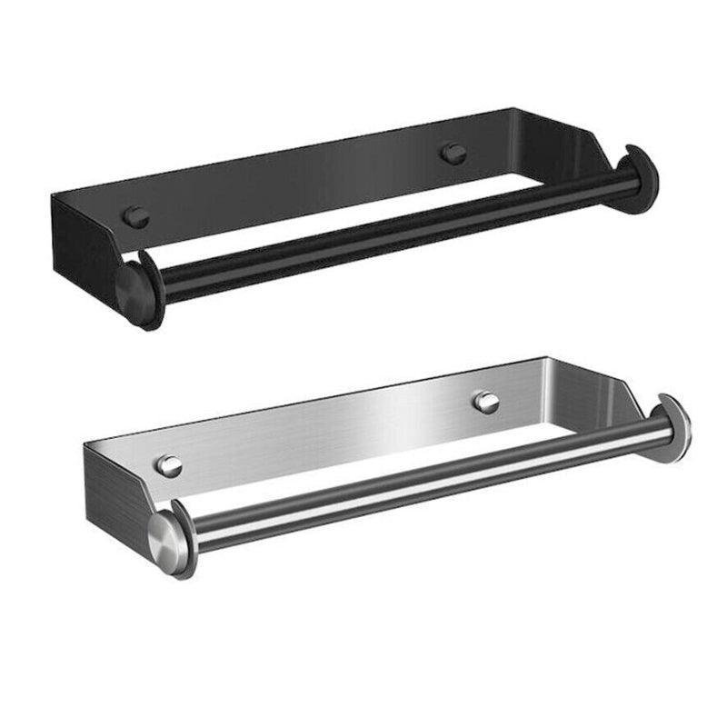 Paper Towel Holder Under Cabinet Wall Mount Stainless Steel Rack Kitchen - Silver