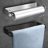 Paper Towel Holder Under Cabinet Wall Mount Stainless Steel Rack Kitchen - Silver - Top-Down View