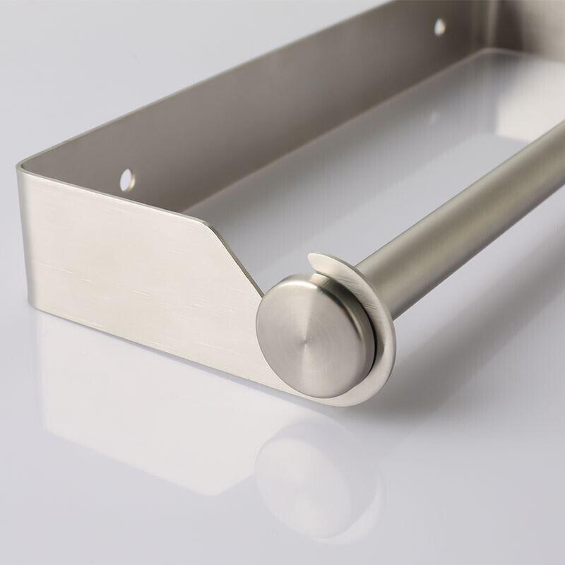 Paper Towel Holder Under Cabinet Wall Mount Stainless Steel Rack Kitchen - Silver