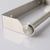 Paper Towel Holder Under Cabinet Wall Mount Stainless Steel Rack Kitchen - Black - 45-Degree Angle