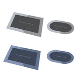 40*60CM Super Absorbent Floor Mat Soft Quick-Drying Non-Slip Diatom Mud Bath - Blue-Retangle - Front View
