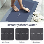 40*60CM Super Absorbent Floor Mat Soft Quick-Drying Non-Slip Diatom Mud Bath - Blue-Retangle