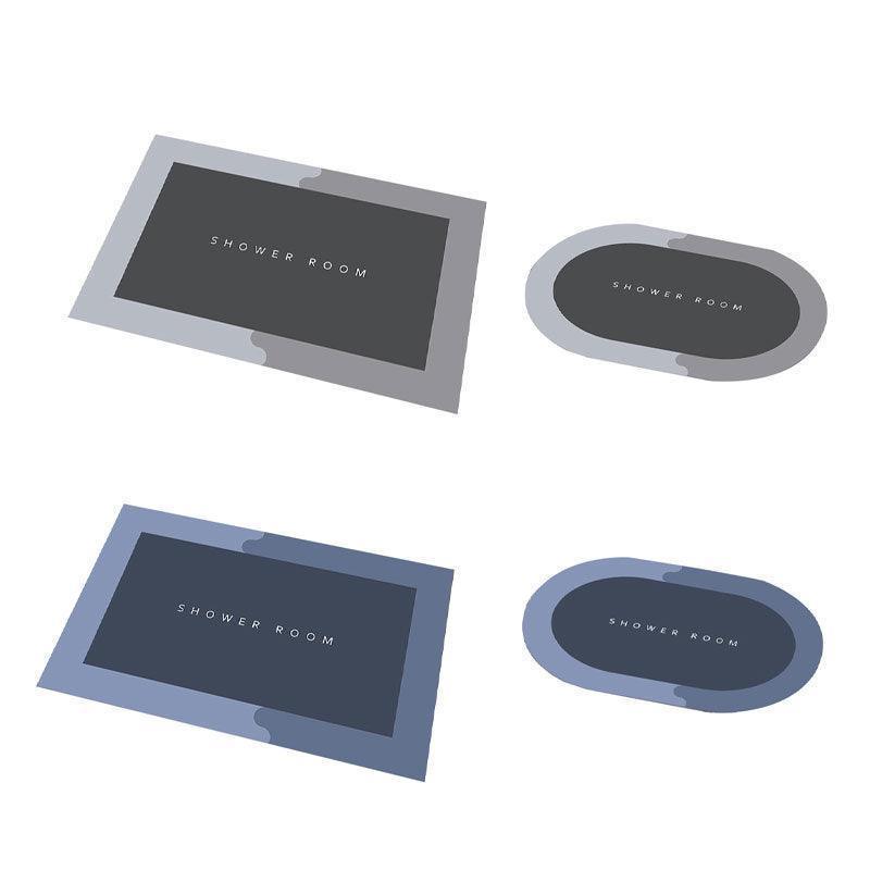 40*60CM Super Absorbent Floor Mat Soft Quick-Drying Non-Slip Diatom Mud Bath - Blue-Oval