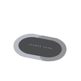 40*60CM Super Absorbent Floor Mat Soft Quick-Drying Non-Slip Diatom Mud Bath - Blue-Oval - Low Angle