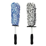Car Wheel Cleaning Brush Tool Alloy Soft Bristle - Blue+White - Side View