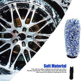 Car Wheel Cleaning Brush Tool Alloy Soft Bristle - Blue+White - Top-Down View