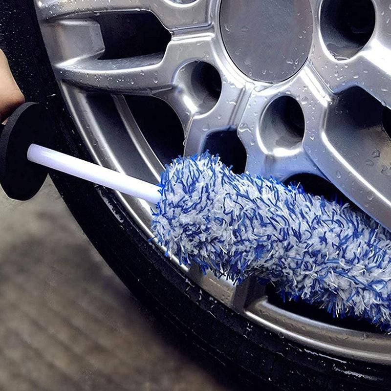 Car Wheel Cleaning Brush Tool Alloy Soft Bristle - Blue+White