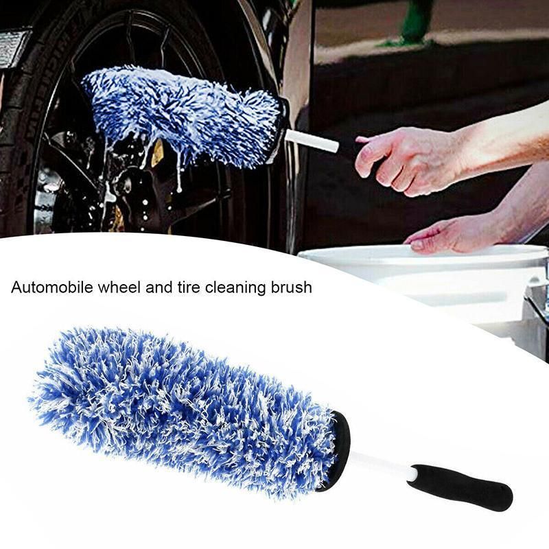 Car Wheel Cleaning Brush Tool Alloy Soft Bristle - Blue+White