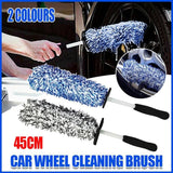 Car Wheel Cleaning Brush Tool Alloy Soft Bristle - Blue+White - Extra Image