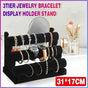 3 Tier Velvet Jewelry Display Stand Bracelet Watch Holder Rack for Countertop Use