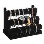3 Tier Velvet Jewelry Display Stand Bracelet Watch Holder Rack for Countertop Use