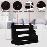 3 Tier Velvet Jewelry Display Stand Bracelet Watch Holder Rack for Countertop Use - Top-Down View