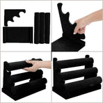 3 Tier Velvet Jewelry Display Stand Bracelet Watch Holder Rack for Countertop Use