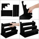 3 Tier Velvet Jewelry Display Stand Bracelet Watch Holder Rack for Countertop Use - 45-Degree Angle