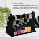 3 Tier Velvet Jewelry Display Stand Bracelet Watch Holder Rack for Countertop Use