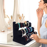 3 Tier Velvet Jewelry Display Stand Bracelet Watch Holder Rack for Countertop Use - Extra Image