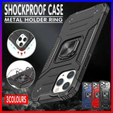 Shockproof Ring Case For iPhone 14 Plus Blue/Black/Red - Blue - Front View
