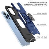 Shockproof Ring Case For iPhone 14 Plus Blue/Black/Red - Blue - Side View