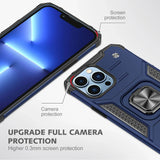 Shockproof Ring Case For iPhone 14 Plus Blue/Black/Red - Blue - Close-Up Angle