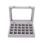Velvet Jewelry Box Earring Organizer Display Case Storage Holder with 24 Grid - Grey