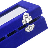 Velvet Jewelry Box Earring Organizer Display Case Storage Holder with 24 Grid - Navy - Rear View