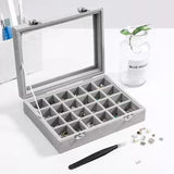 Velvet Jewelry Box Earring Organizer Display Case Storage Holder with 24 Grid - Navy - Extra Image