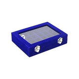 Velvet Jewelry Box Earring Organizer Display Case Storage Holder with 24 Grid - Navy