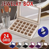 Velvet Jewelry Box Earring Organizer Display Case Storage Holder with 24 Grid - Navy - Extra Image
