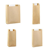 Takeaway Storage Baking Bread Bag Toast Food Packaging Bag Kraft Paper Bag Cowhide - 33X16X11CM - Side View