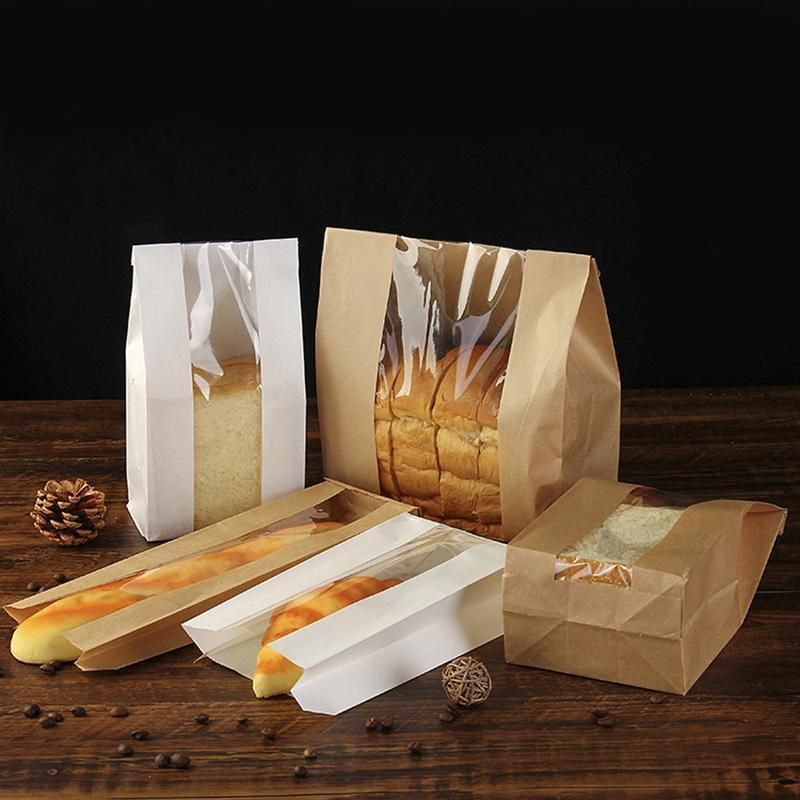 Takeaway Storage Baking Bread Bag Toast Food Packaging Bag Kraft Paper Bag Cowhide - 33X16X11CM
