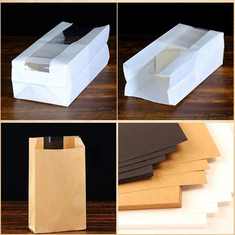 Takeaway Storage Baking Bread Bag Toast Food Packaging Bag Kraft Paper Bag Cowhide - 33X16X11CM