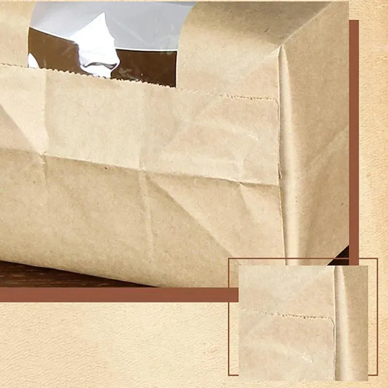 Takeaway Storage Baking Bread Bag Toast Food Packaging Bag Kraft Paper Bag Cowhide - 33X16X11CM
