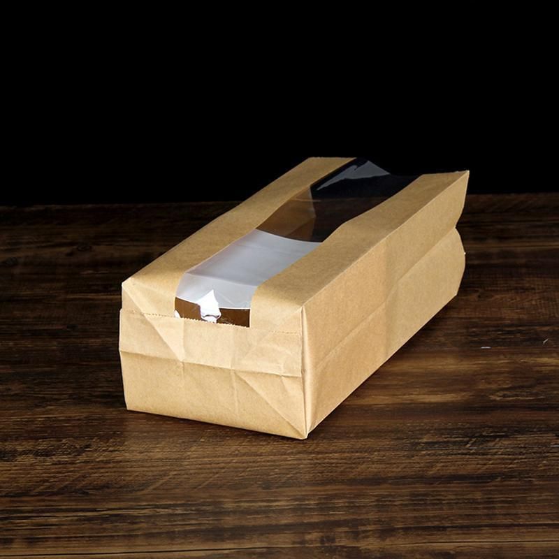 Takeaway Storage Baking Bread Bag Toast Food Packaging Bag Kraft Paper Bag Cowhide - 33X16X11CM