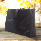 100PCS Reusable Non Woven Shopping Bags Eco Friendly Washable Tote Bags Black - 41X35X12CM - 45-Degree Angle
