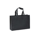 100PCS Reusable Non Woven Shopping Bags Eco Friendly Washable Tote Bags Black - 41X35X12CM - Rear View