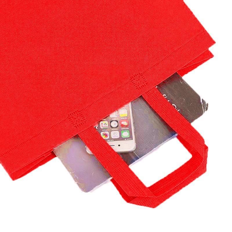 100PCS Reusable Non Woven Shopping Bags Eco Friendly Washable Tote Bags Red - 38X30X10CM