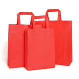 100PCS Reusable Non Woven Shopping Bags Eco Friendly Washable Tote Bags Red - 38X30X10CM - Low Angle