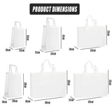 100PCS Reusable Non Woven Shopping Bags Eco Friendly Washable Tote Bags White - 35X25X10CM - Side View