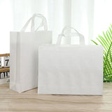 100PCS Reusable Non Woven Shopping Bags Eco Friendly Washable Tote Bags White - 35X25X10CM - 45-Degree Angle