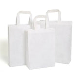 100PCS Reusable Non Woven Shopping Bags Eco Friendly Washable Tote Bags White - 35X25X10CM - Low Angle
