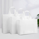 100PCS Reusable Non Woven Shopping Bags Eco Friendly Washable Tote Bags White - 41X35X12CM - Rear View