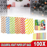 100X Colourful Plaid Kraft Paper Bag Candy Cookie Snack Cake Gift Bags 9X6X18cm - Green - Extra Image