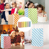 100X Colourful Plaid Kraft Paper Bag Candy Cookie Snack Cake Gift Bags 9X6X18cm - Yellow