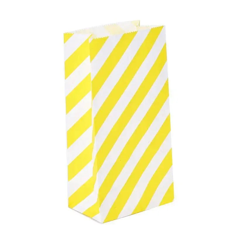 100X Colourful Plaid Kraft Paper Bag Candy Cookie Snack Cake Gift Bags 9X6X18cm - Orange