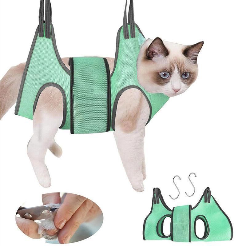 Small Pet Grooming Sling Hammock Dog Cat Restraint Bag Trimming Light Green - S