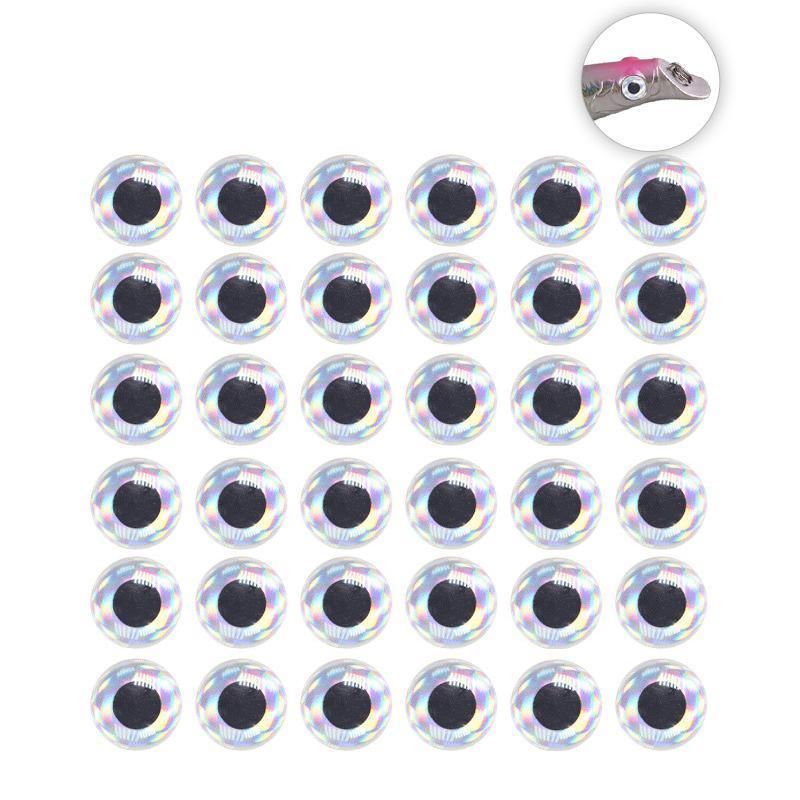 100PCS Fish Eyes 3D Holographic Lure Eyes Fly Tying Jigs Crafts Dolls - 100PCS / 5mm / Silver