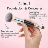 Double Ended Makeup Brush Liquid Foundation Powder Eyeshadow Cosmetic Brush Tool - 45-Degree Angle
