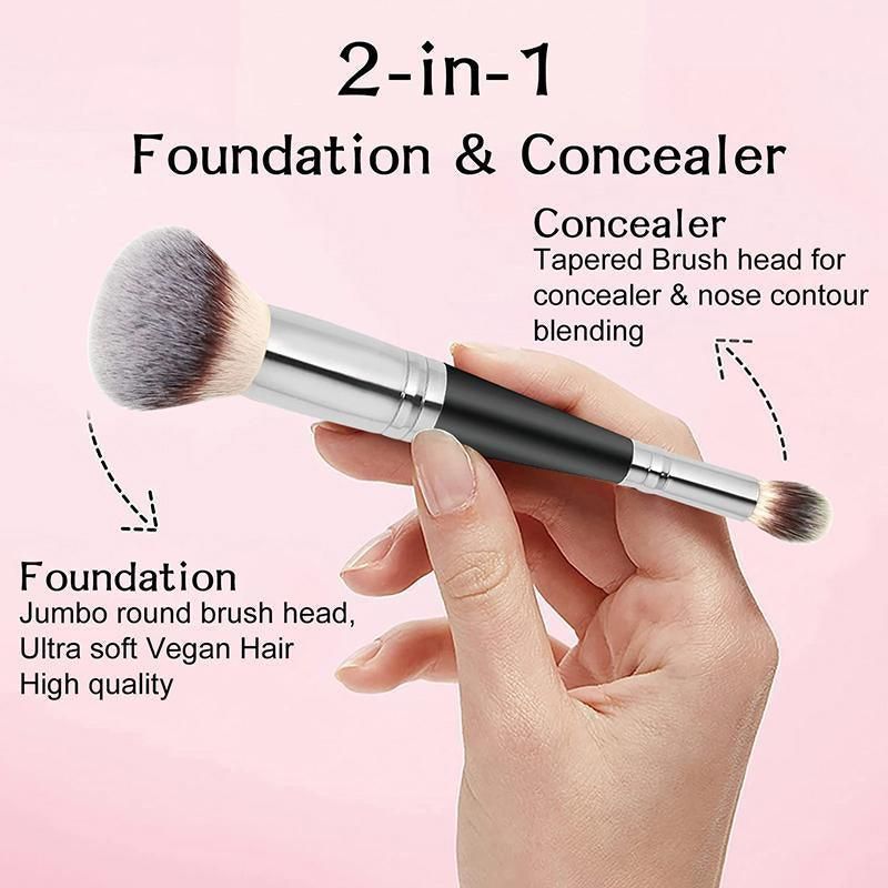 Double Ended Makeup Brush Liquid Foundation Powder Eyeshadow Cosmetic Brush Tool