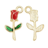 30PCS Assorted Gold Plated Enamel Flower Charms Pendant DIY For Jewelry Making